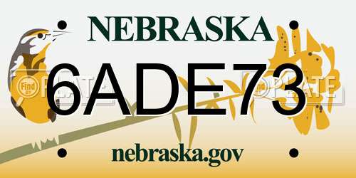 6ADE73 Nebraska License Plate