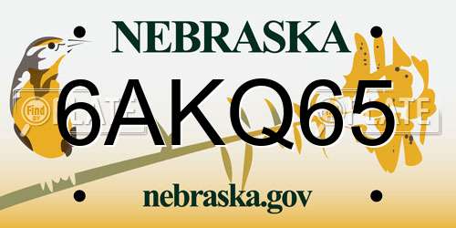 6AKQ65 Nebraska License Plate
