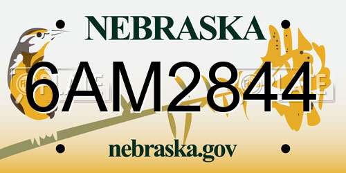 6AM2844 Nebraska License Plate