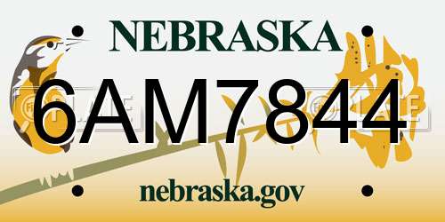 6AM7844 Nebraska License Plate