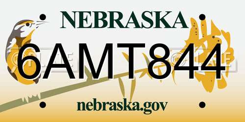 6AMT844 Nebraska License Plate