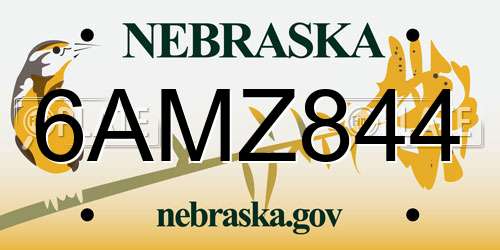 6AMZ844 Nebraska License Plate