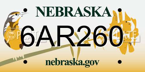 6AR260 Nebraska License Plate