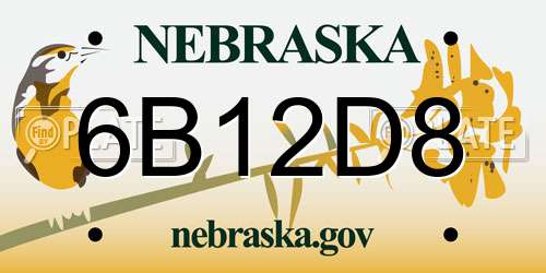 6B12D8 Nebraska License Plate