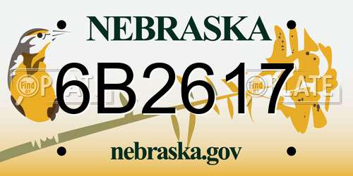 6B2617 Nebraska License Plate