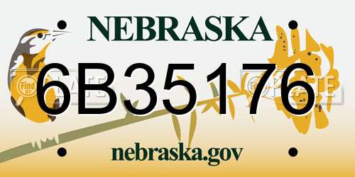 6B35176 Nebraska License Plate