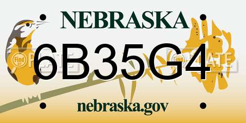 6B35G4 Nebraska License Plate