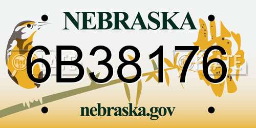 6B38176 Nebraska License Plate