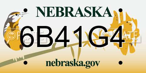 6B41G4 Nebraska License Plate