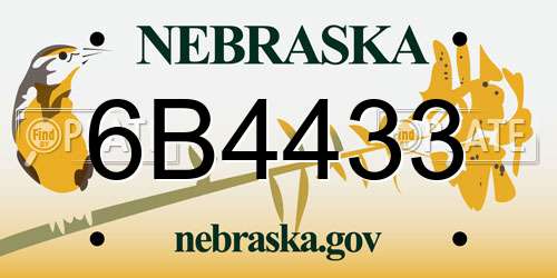 6B4433 Nebraska License Plate