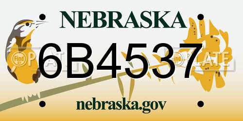 6B4537 Nebraska License Plate
