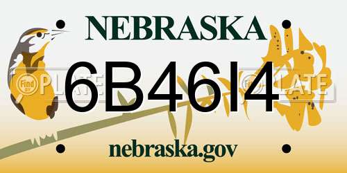 6B46I4 Nebraska License Plate