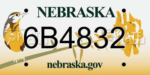 6B4832 Nebraska License Plate