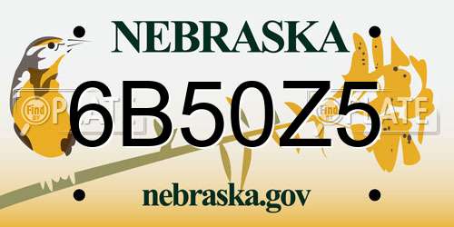 6B50Z5 Nebraska License Plate