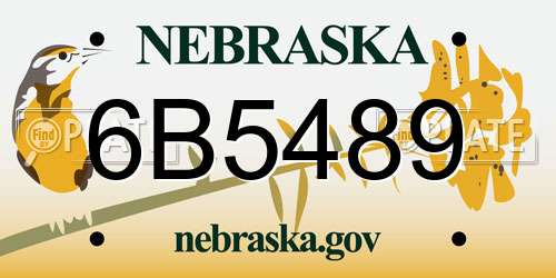 6B5489 Nebraska License Plate