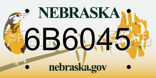 6B6045 Nebraska License Plate
