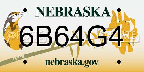 6B64G4 Nebraska License Plate