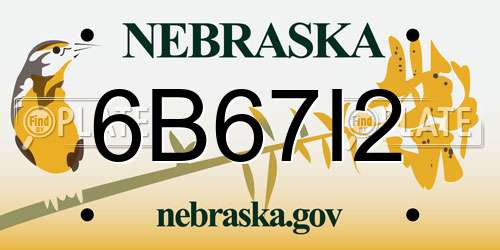 6B67I2 Nebraska License Plate