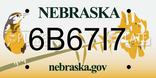6B67I7 Nebraska License Plate