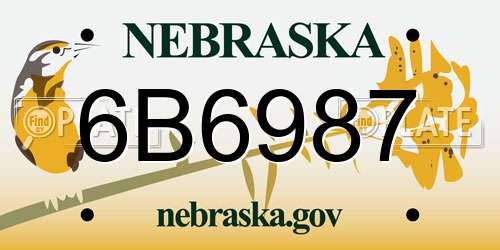 6B6987 Nebraska License Plate