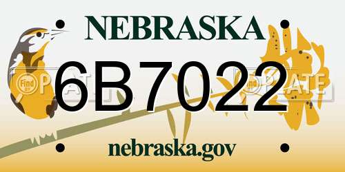 6B7022 Nebraska License Plate