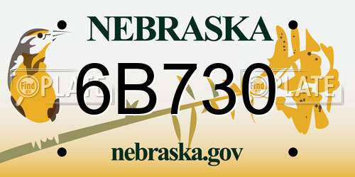 6B730 Nebraska License Plate