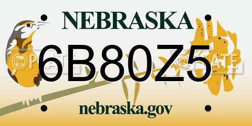 6B80Z5 Nebraska License Plate
