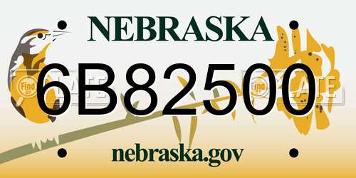 6B82500 Nebraska License Plate