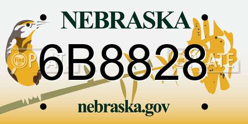 6B8828 Nebraska License Plate