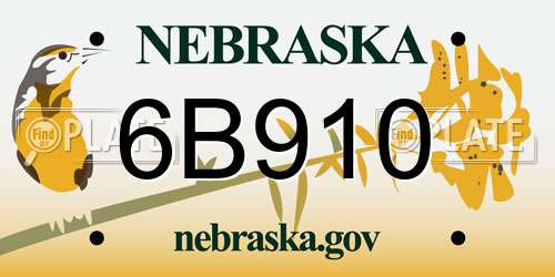 6B910 Nebraska License Plate