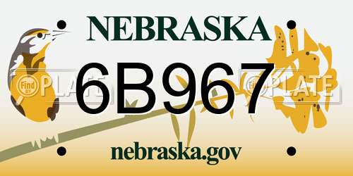 6B967 Nebraska License Plate