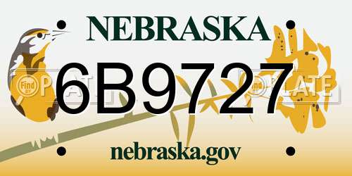 6B9727 Nebraska License Plate