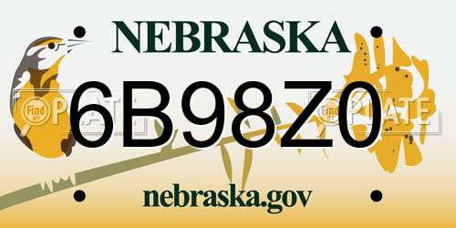 6B98Z0 Nebraska License Plate