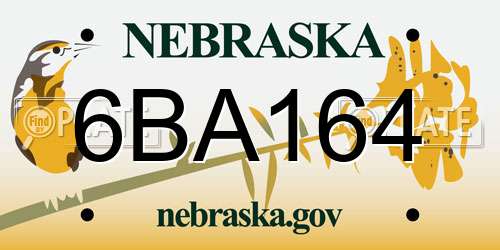 6BA164 Nebraska License Plate