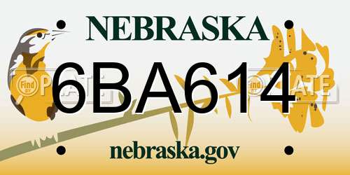 6BA614 Nebraska License Plate