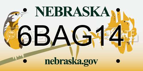 6BAG14 Nebraska License Plate