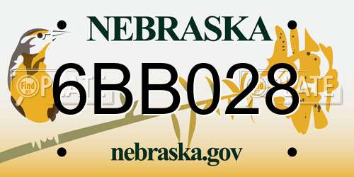 6BB028 Nebraska License Plate