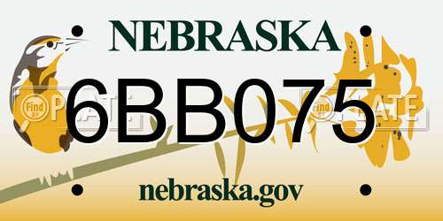 6BB075 Nebraska License Plate