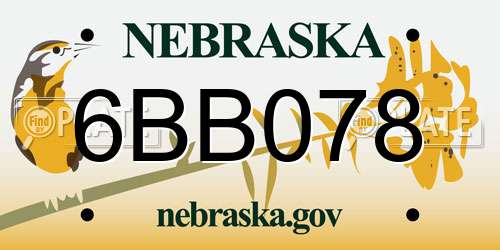 6BB078 Nebraska License Plate