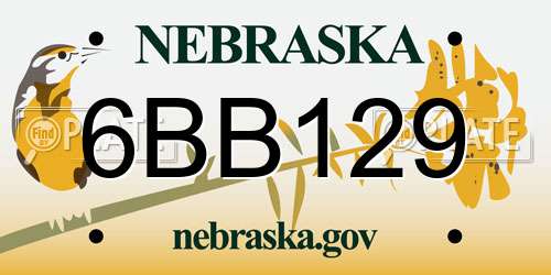 6BB129 Nebraska License Plate