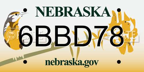 6BBD78 Nebraska License Plate