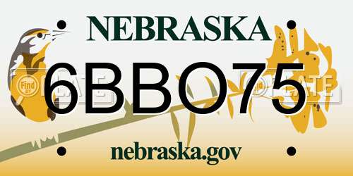 6BBO75 Nebraska License Plate