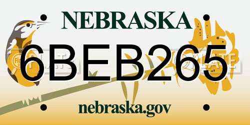 6BEB265 Nebraska License Plate