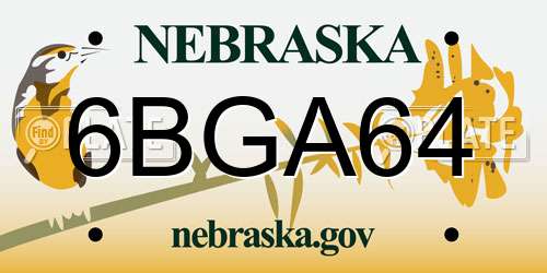 6BGA64 Nebraska License Plate