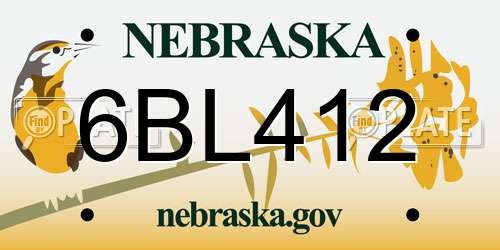 6BL412 Nebraska License Plate