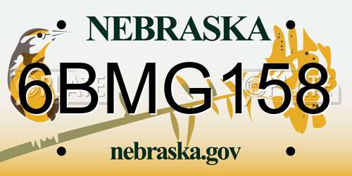 6BMG158 Nebraska License Plate