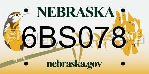 6BS078 Nebraska License Plate