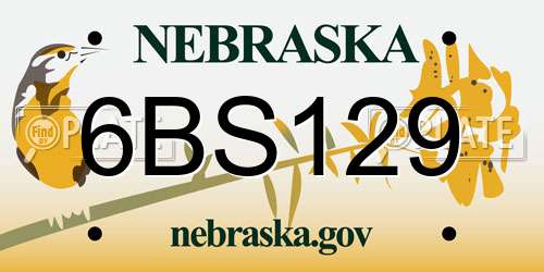 6BS129 Nebraska License Plate