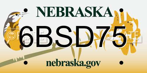 6BSD75 Nebraska License Plate