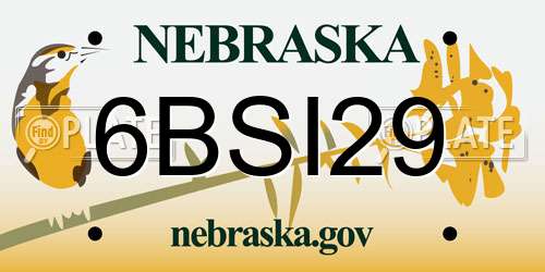 6BSI29 Nebraska License Plate